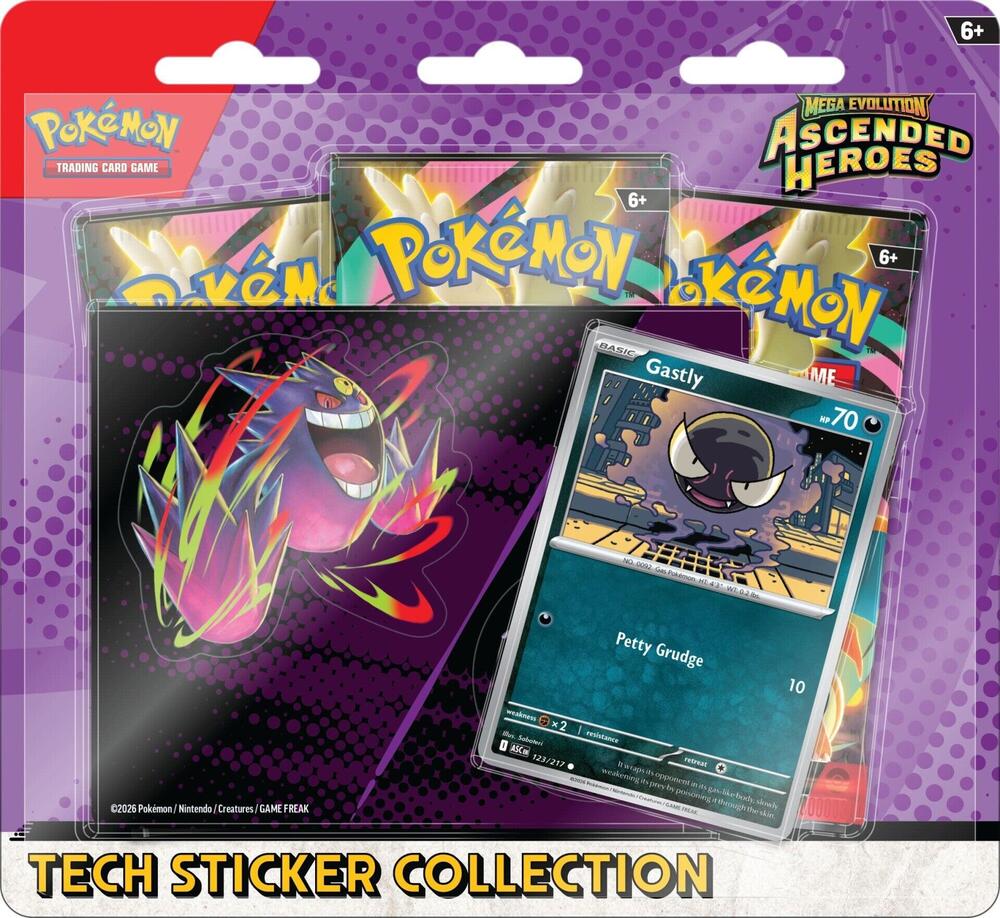 Pokemon Ascended Heroes Gastly Sticker Tech Collection